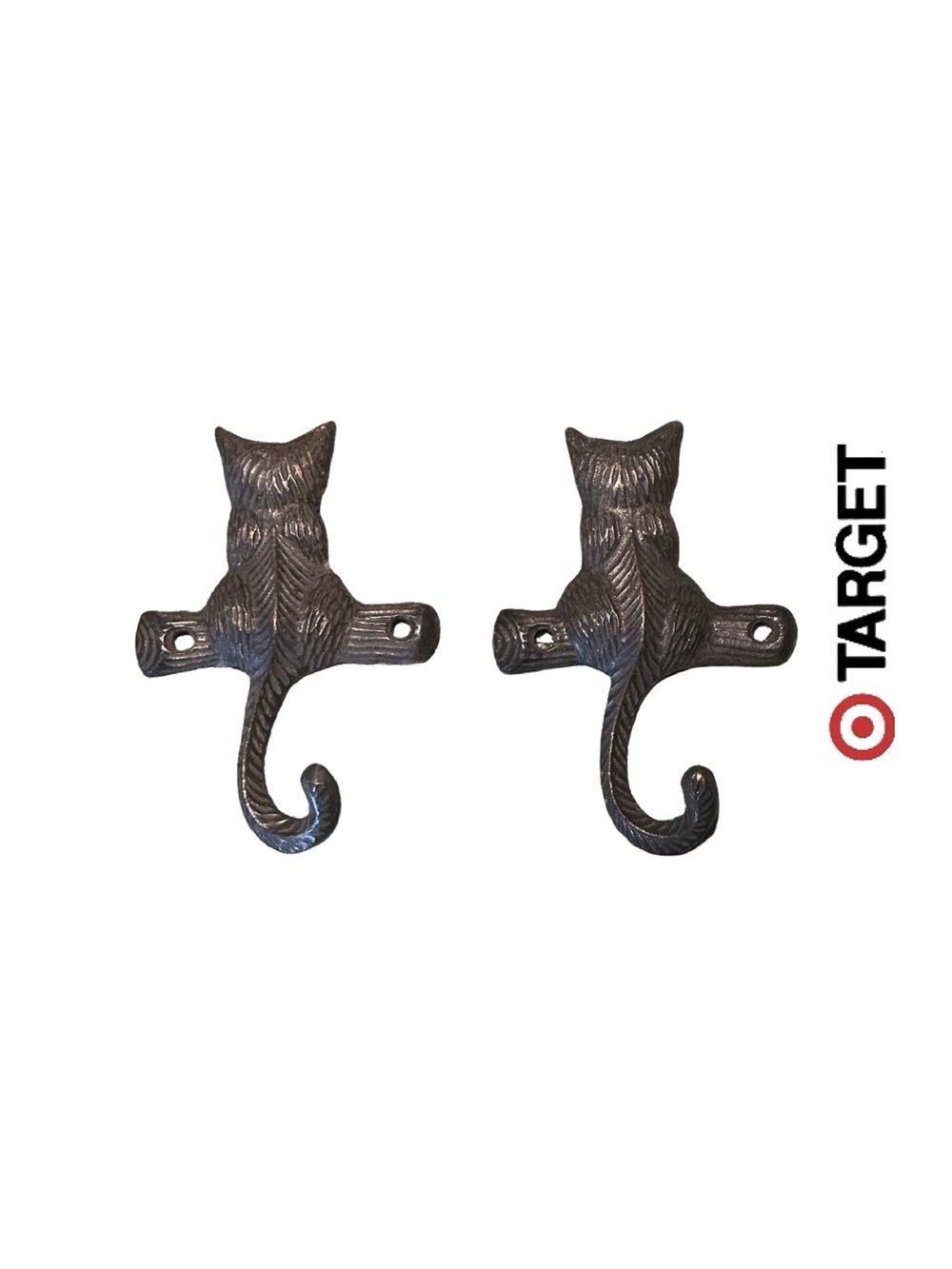 Target Bronze/Brown Cat Wall Hooks Set of 2 - NWOT